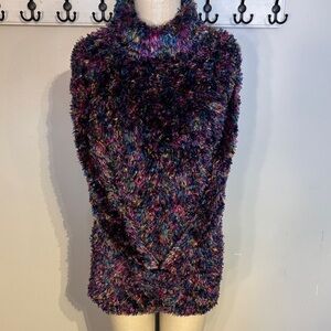 Vintage Vibrant Multicolor Fuzzy Women's Sweater
